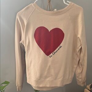 Sézane “La Chamade” Heart Sweatshirt – Cream/Red – Size M ❤️